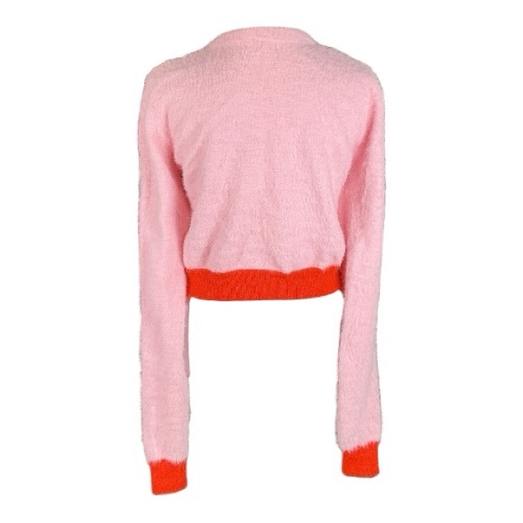 dELiA*s by Dolls Kill Pink & Red Fuzzy Heart Button Cropped Cardigan XXL - Picture 2 of 8
